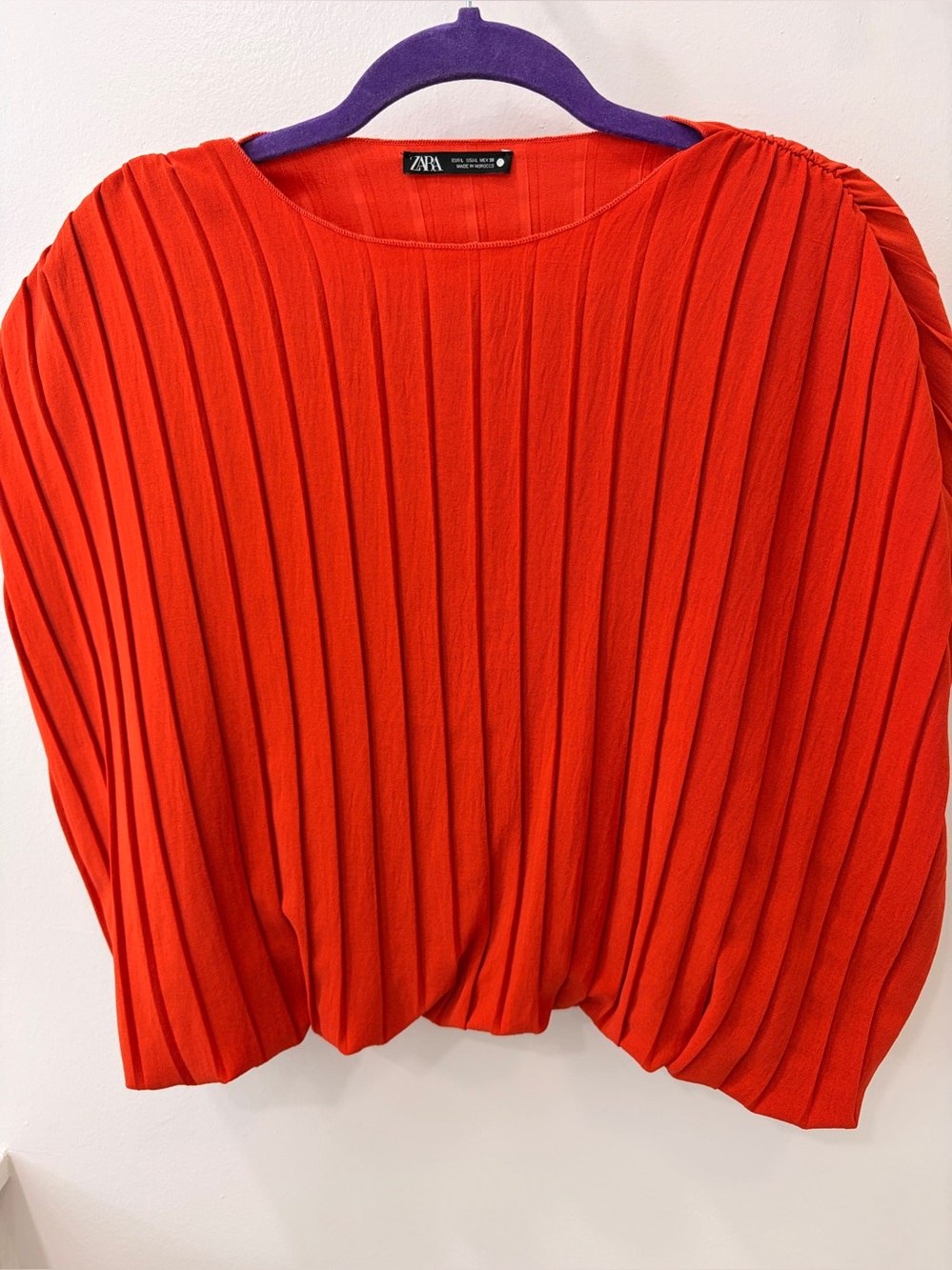 Zara Red Pleated Top Size L